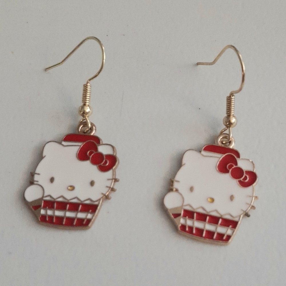 Kitty in a Red Basket Earrings